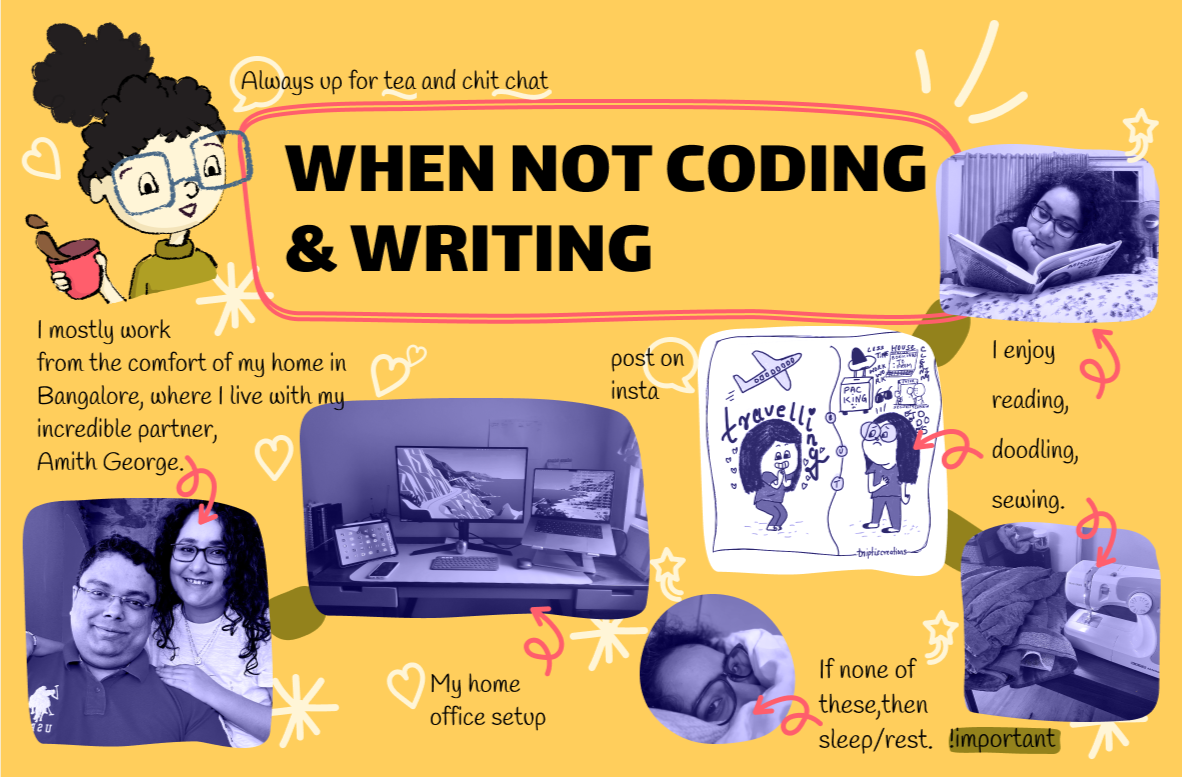 infographic of about tripti's life other than coding and writing
